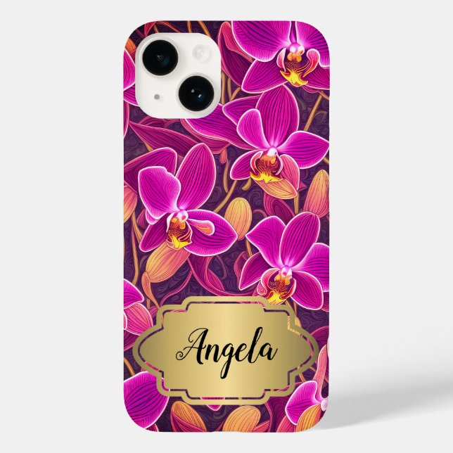 Personalized Beautiful Purple Pink Orchid Design Case-Mate iPhone Case (Back)