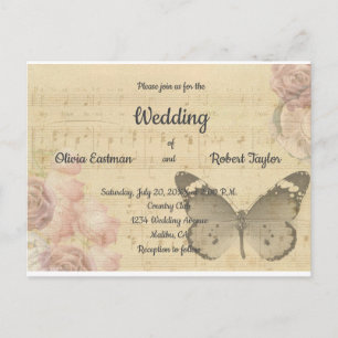 Personalized beautiful romantic butterfly wedding postcard
