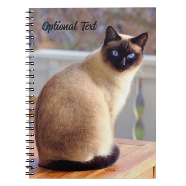 Personalized Beautiful Siamese Cat with Blue Eyes Notebook (Front)