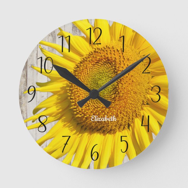 Personalized Beautiful Sunflower  Round Clock (Front)