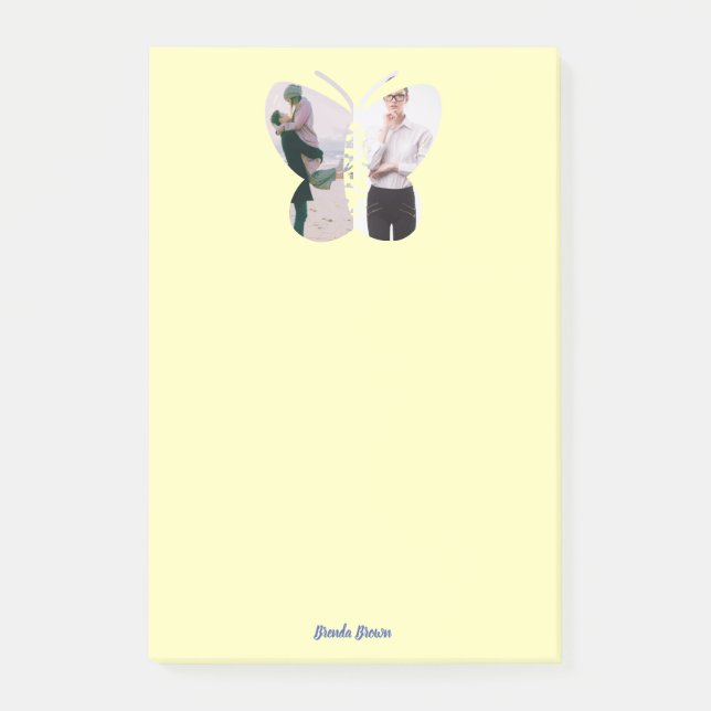 Personalized Beautiful Two Photo Butterfly Custom  Post-it Notes (Front)