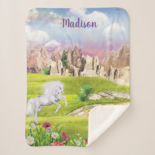Personalized Beautiful Unicorn Sherpa Blanket