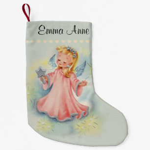 Personalized Beautiful Vintage Girl Angel Small Christmas Stocking