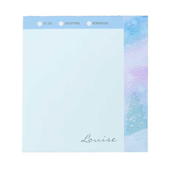 Personalized Beautiful Winter Trees Shopping List Notepad (Front)