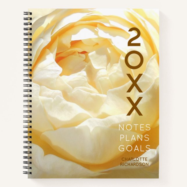 Personalized Beautiful Yellow Rose Photo Notebook (Front)