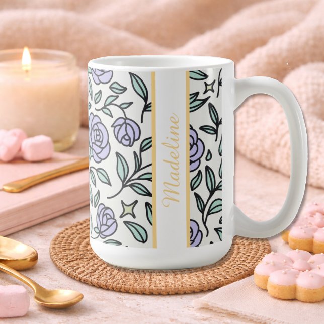 Personalized Beauty Beast Garden Rose Purple Coffee Mug (Creator Uploaded)