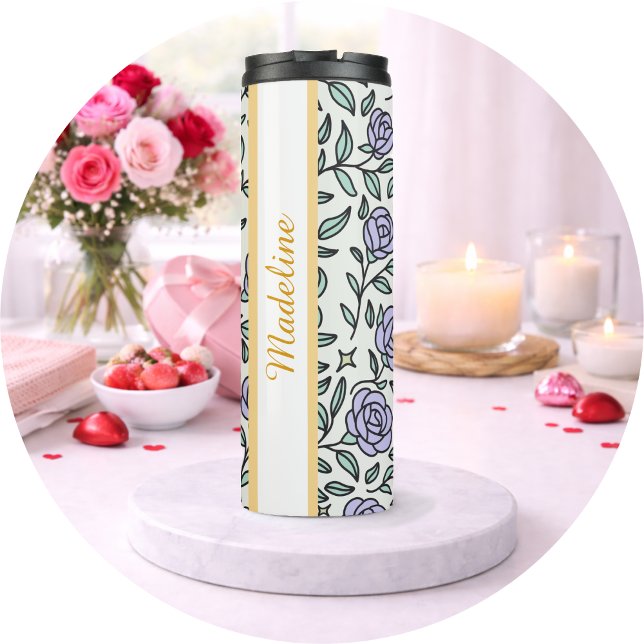 Personalized Beauty Beast Garden Rose Purple Thermal Tumbler (Creator Uploaded)