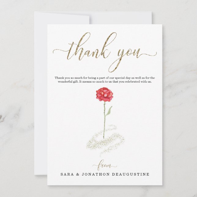 Personalized Beauty & the Beast Inspired Thank You (Front)
