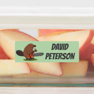 Personalized beaver with chainsaw cartoon humour