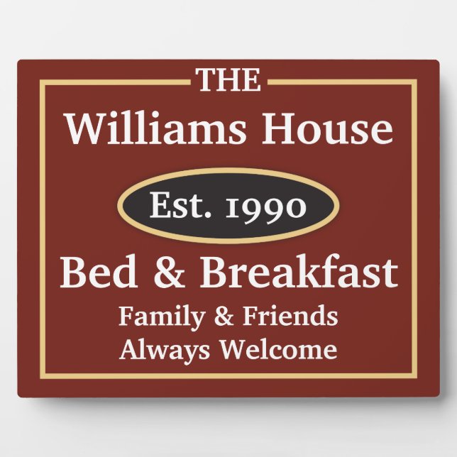 Personalized Bed & Breakfast Sign Plaque (Front)