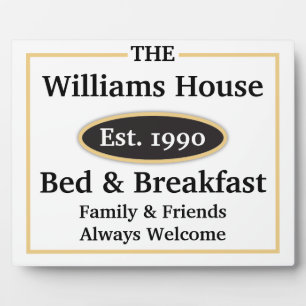 Personalized Bed & Breakfast Sign - White Plaque