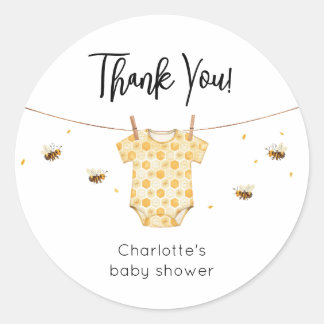 Personalized Bee Baby Shower Classic Round Sticker