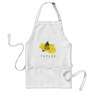 Personalized Bee on a Yellow Flower Illustration Standard Apron