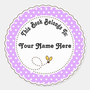 Personalized Bee Reading Bookplates Classic Round Sticker