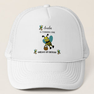 Personalized Bee theme 1st Birthday party Trucker Hat