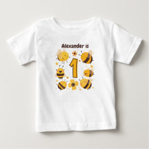 Personalized Bee Themed 1st Birthday Baby T-Shirt