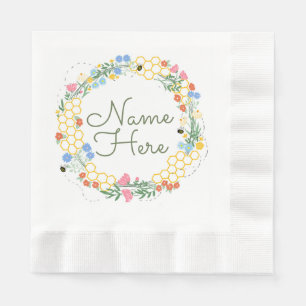 Personalized bee themed party napkin