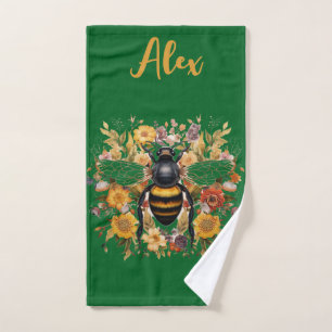 Personalized Bee & Wildflowers -  Bath Towel Set