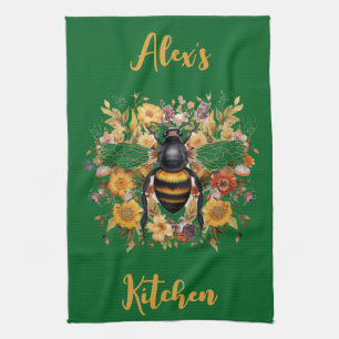 Personalized Bee & Wildflowers - Kitchen Towel