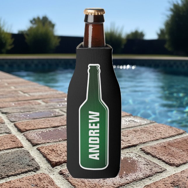 Personalized beer bottle cooler with custom name (beer bottle can cooler)
