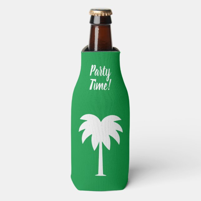 Personalized beer bottle cooler with palm tree (Bottle Front)