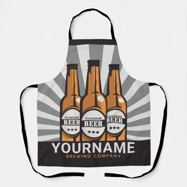 Personalized Beer Bottle Craft Brewing Company Apron (Front)