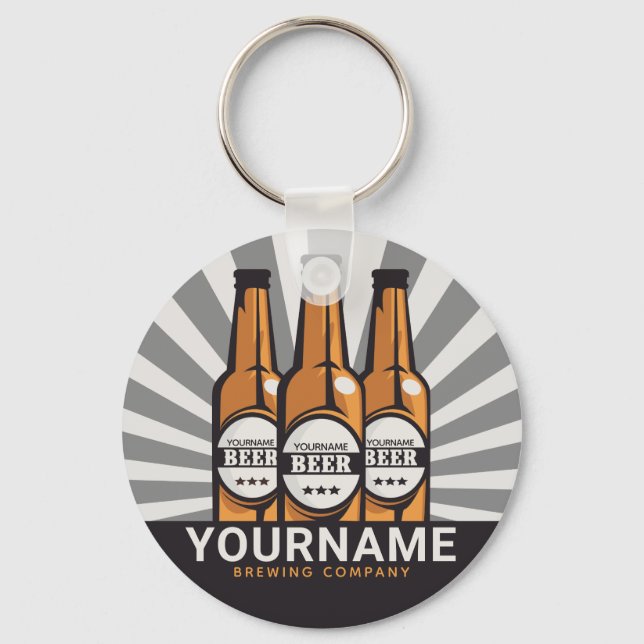 Personalized Beer Bottle Craft Brewing Company  Keychain (Front)