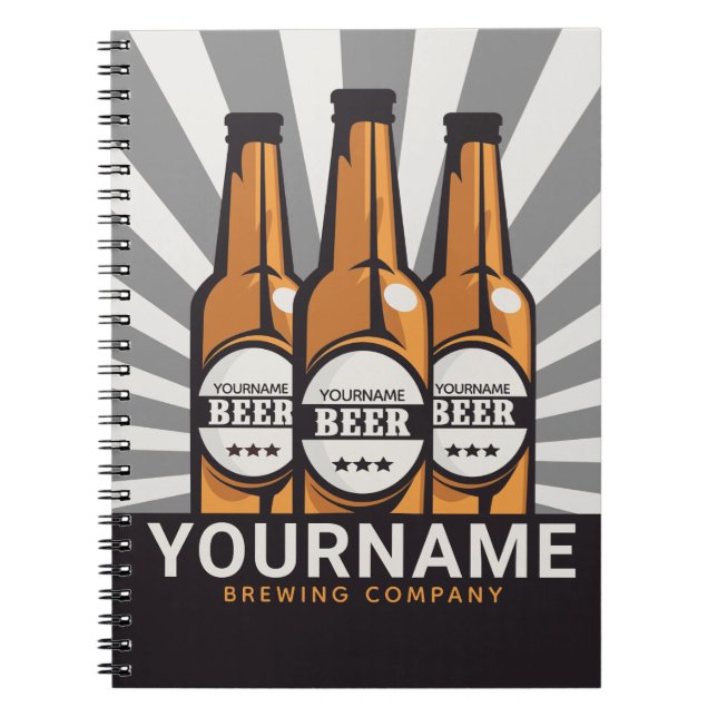 Personalized Beer Bottle Craft Brewing Company  Notebook (Front)