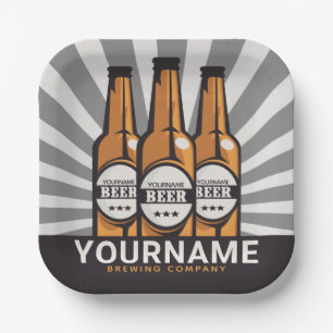 Personalized Beer Bottle Craft Brewing Company Paper Plate