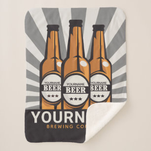 Personalized Beer Bottle Craft Brewing Company Sherpa Blanket