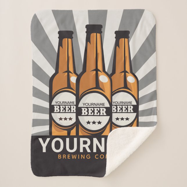 Personalized Beer Bottle Craft Brewing Company  Sherpa Blanket (Front)