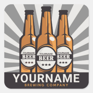 Personalized Beer Bottle Craft Brewing Company Square Sticker