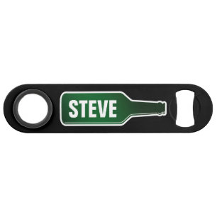 Personalized beer bottle opener with custom name bar key