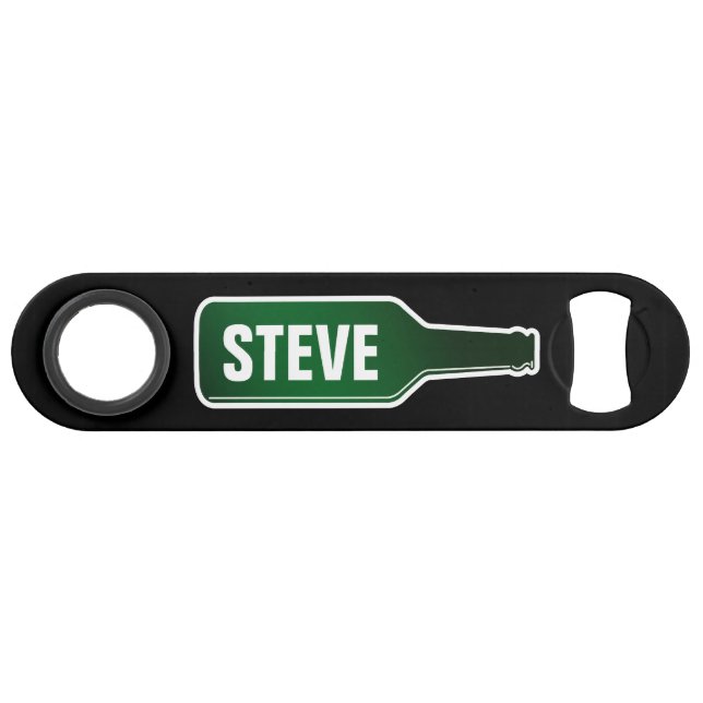 Personalized beer bottle opener with custom name bar key (Front (Horizontal))