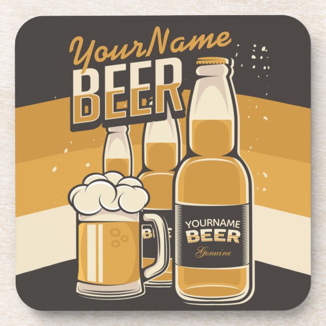 Personalized Beer Bottle Sudsy Mug Brewing Bar  Coaster (Front)