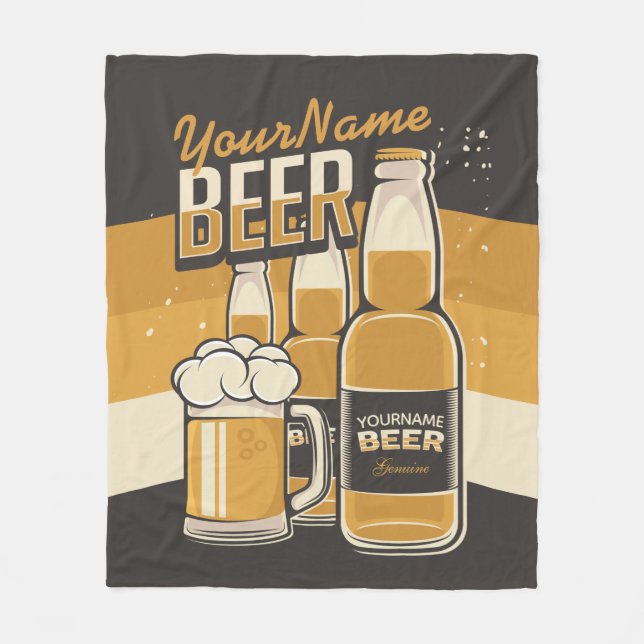 Personalized Beer Bottle Sudsy Mug Brewing Bar  Fleece Blanket (Front)