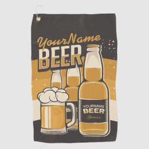 Personalized Beer Bottle Sudsy Mug Brewing Bar Golf Towel