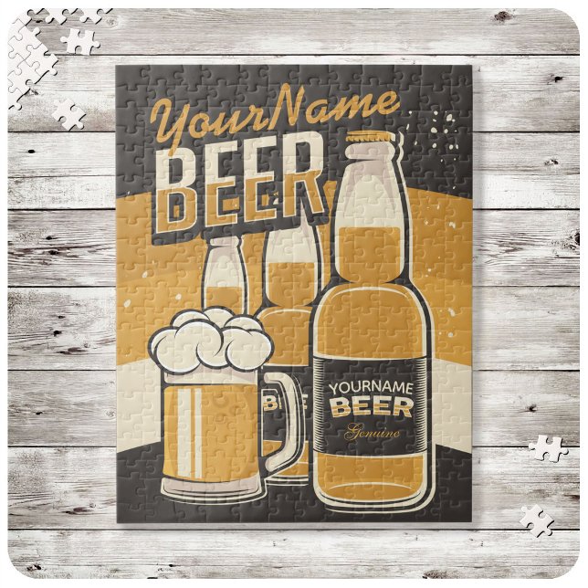 Personalized Beer Bottle Sudsy Mug Brewing Bar Jigsaw Puzzle (Creator Uploaded)