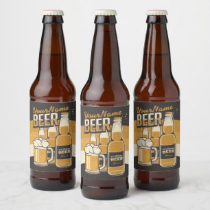 Personalized Beer Bottle Sudsy Mug Brewing Bar Label