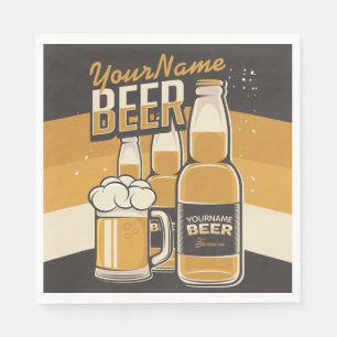 Personalized Beer Bottle Sudsy Mug Brewing Bar Napkin