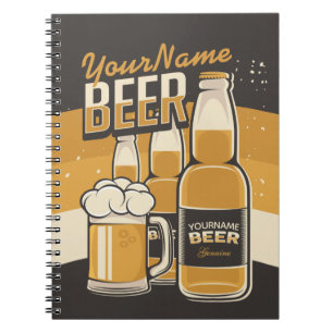 Personalized Beer Bottle Sudsy Mug Brewing Bar Notebook