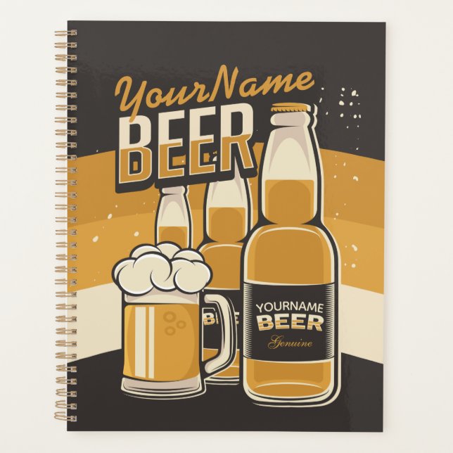 Personalized Beer Bottle Sudsy Mug Brewing Bar Planner (Front)