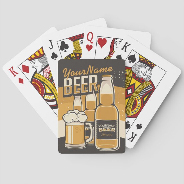 Personalized Beer Bottle Sudsy Mug Brewing Bar Playing Cards (Back)