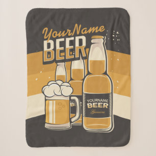 Personalized Beer Bottle Sudsy Mug Brewing Bar Sherpa Blanket
