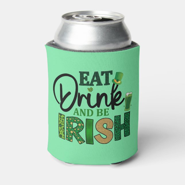 Personalized Beer Cooler - Eat Drink Be Irish (Can Back)