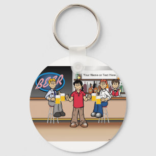 Personalized Beer Drinker - Male Cartoon  Keychain