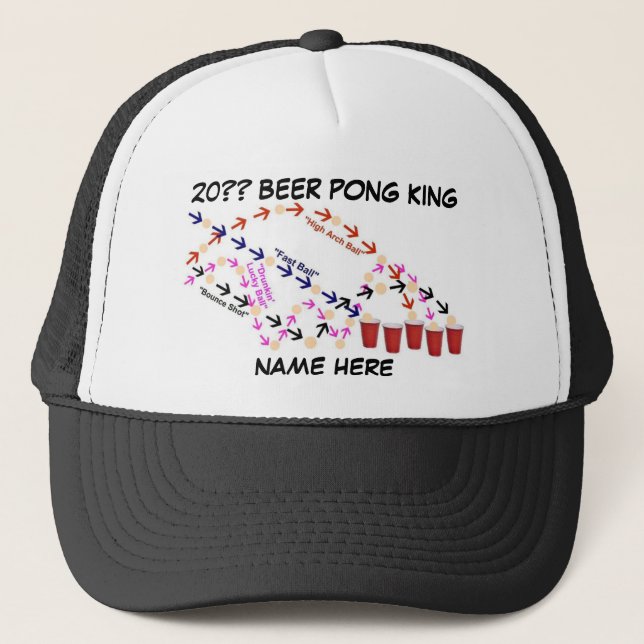 Personalized Beer Pong King Trucker Hat (Front)