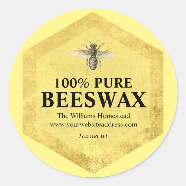 Personalized  Beeswax Label with Apiary Name (Front)