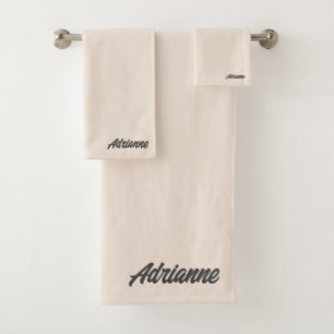 Personalized Beige Bath Towel Set