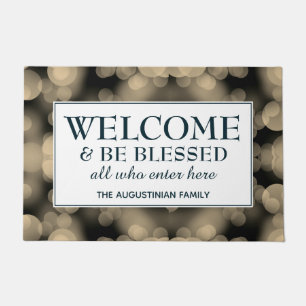 Personalized Beige Bokeh WELCOME Doormat